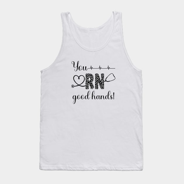 You RN Good Hands! [black with hearts] Tank Top by Duds4Fun